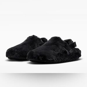 Nike Black Fuzzy Slip-On Sandals Man/Women